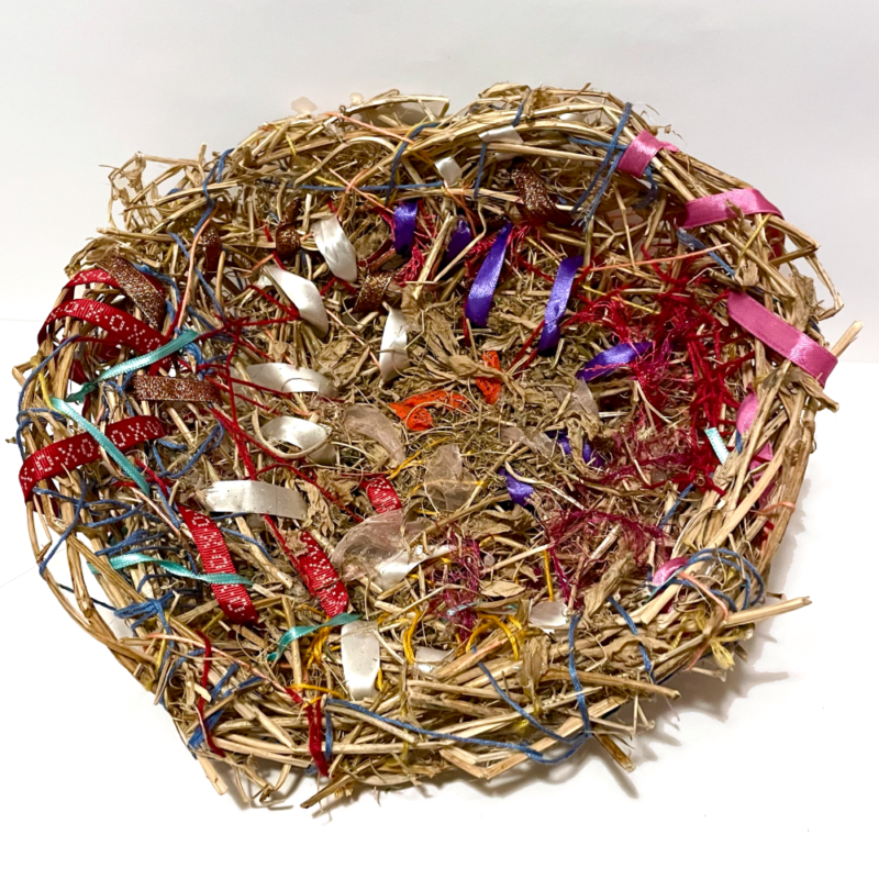 Nest made with sweet pea plant and ribbon - Liz Chapman